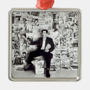 Newspaper salesman, c.1960 metal tree decoration