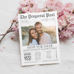 Newspaper Save the Date Photo Postcard<br><div class="desc">Newspaper style modern photo save the date postcards</div>