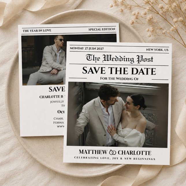Newspaper Save the Date Wedding Invite (Creator Uploaded)