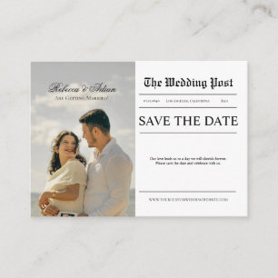 Newspaper Style Photo Wedding Save The Date  Enclosure Card
