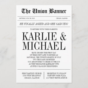 Newspaper Style Wedding Invitation