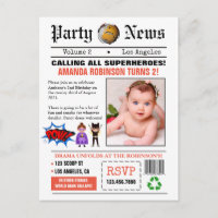Newspaper Superheroes Birthday Party Photo