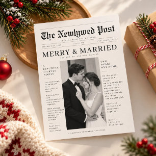 Newspaper The Newlywed Post   Our First Christmas  Holiday Card