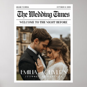 Newspaper The Night Before Wedding Welcome Sign 