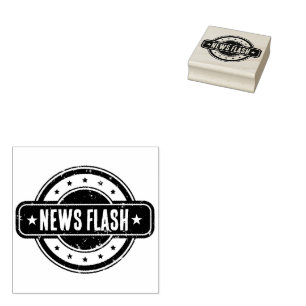 Newspaper Themed Distressed News Flash Rubber Stamp