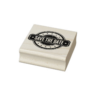 Newspaper Themed Distressed Save the date! Rubber Stamp
