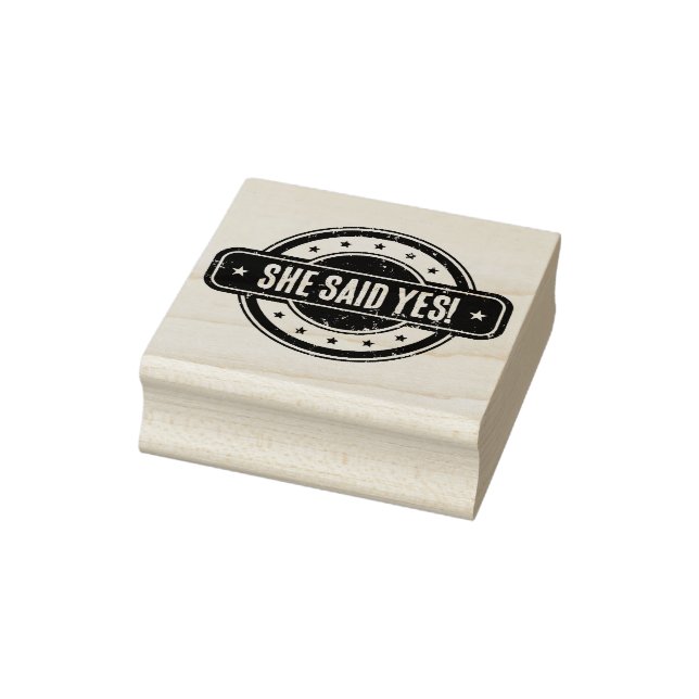 Newspaper Themed Distressed She Said Yes! Rubber Stamp (Stamp)