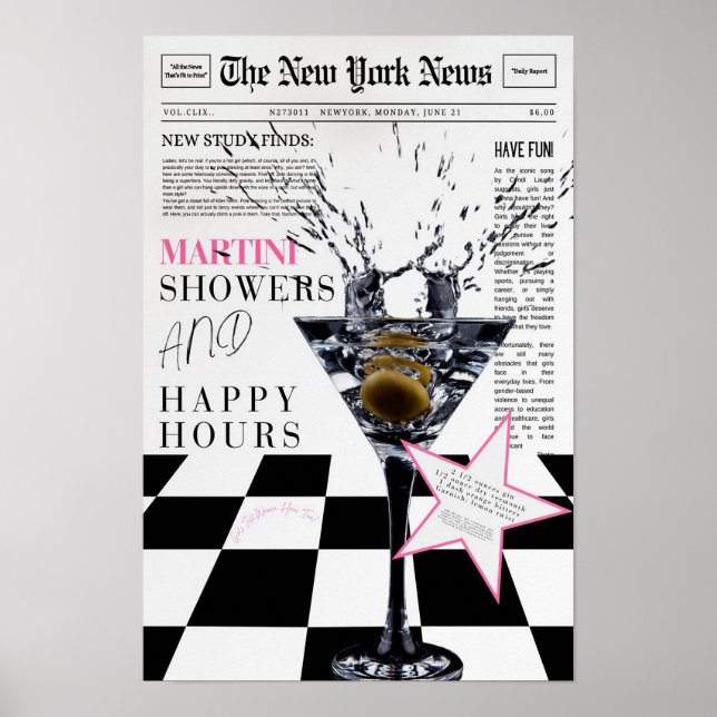 Newspaper Trendy Wall Art (Front)