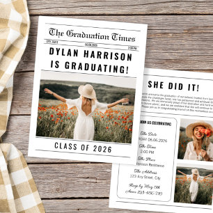 Newspaper Unique Class Of 2025 Graduation Invitation