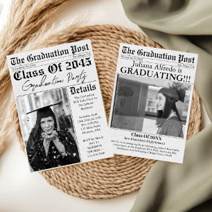 Newspaper Unique Class Of 2025 Graduation Invitation