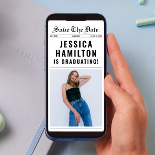 Newspaper Unique Class Of 2025 Graduation Photo Save The Date