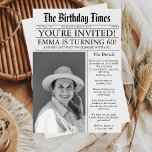 Newspaper Unique Fun 60th Birthday Photo Party  Invitation<br><div class="desc">Newspaper Unique Fun 60th Birthday Custom Photo Party Invitation... Newspaper Unique Fun Photo 60th Birthday Party Invitation.. Turning 60th has never been this chic! Make your milestone birthday an unforgettable one with our Newspaper Unique Fun 60th Birthday Photo Party Invitation Celebrate your 60th birthday in style! Make your celebration even...</div>