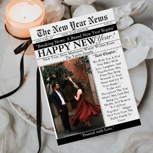 Newspaper Unique Fun Photo 2026 Happy New Year  Holiday Card