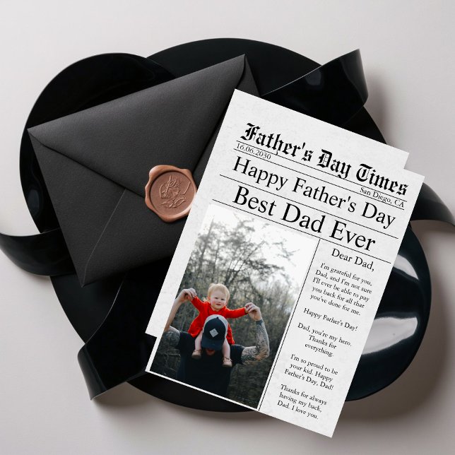 Newspaper Unique Fun Photo Happy Father's Day  Card (Creator Uploaded)