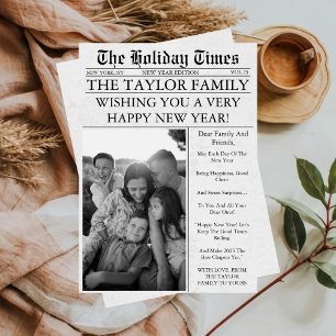 Newspaper Unique Fun Photo Happy New Year 2027 Holiday Card