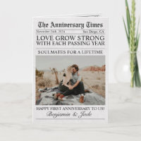 Newspaper Unique Fun Photo Wedding Anniversary 