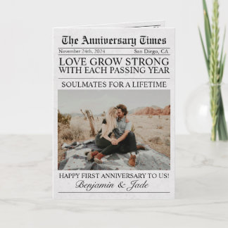 Newspaper Unique Fun Photo Wedding Anniversary  Card