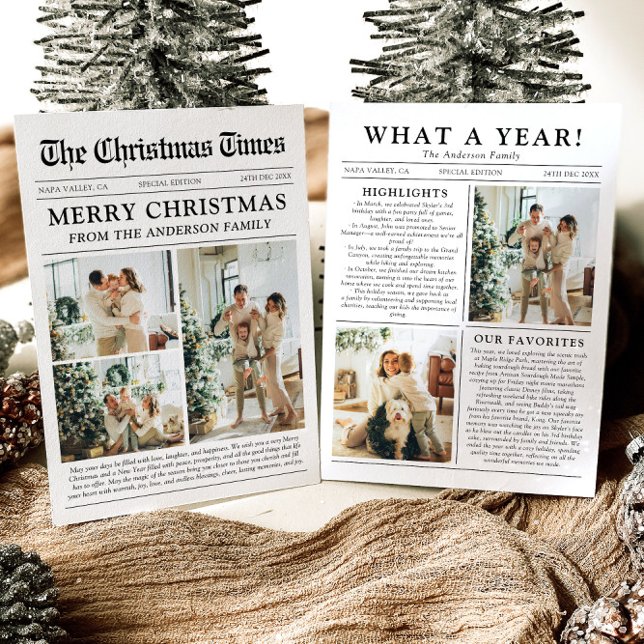 Newspaper Unique Fun What A Year Photo Christmas Holiday Card (Creator Uploaded)