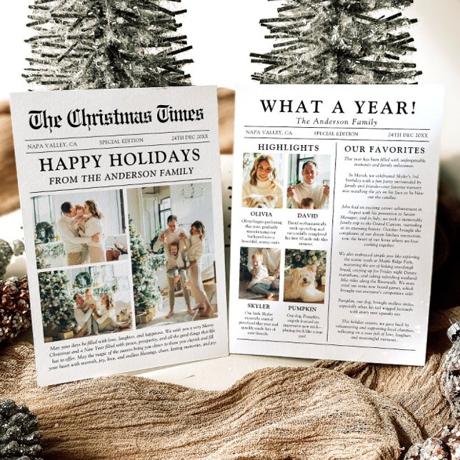 Newspaper Unique Fun What A Year Photo Christmas Holiday Card (Creator Uploaded)