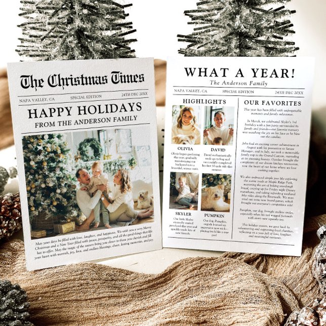 Newspaper Unique Fun What A Year Photo Christmas Holiday Card (Creator Uploaded)
