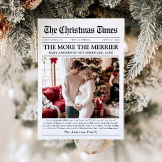 Newspaper Unique More the Merrier Baby Christmas Holiday Card