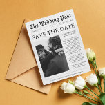 Newspaper Unique Photo Funny Save the Date Magnet<br><div class="desc">Announce your wedding with these cute and unique newspaper save the date magnetic cards.</div>