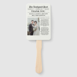 Newspaper Unique Photo Wedding Thank You  Hand Fan
