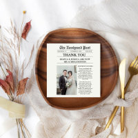Newspaper Unique Photo Wedding Thank You 