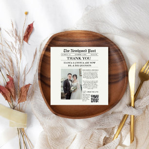 Newspaper Unique Photo Wedding Thank You  Napkin