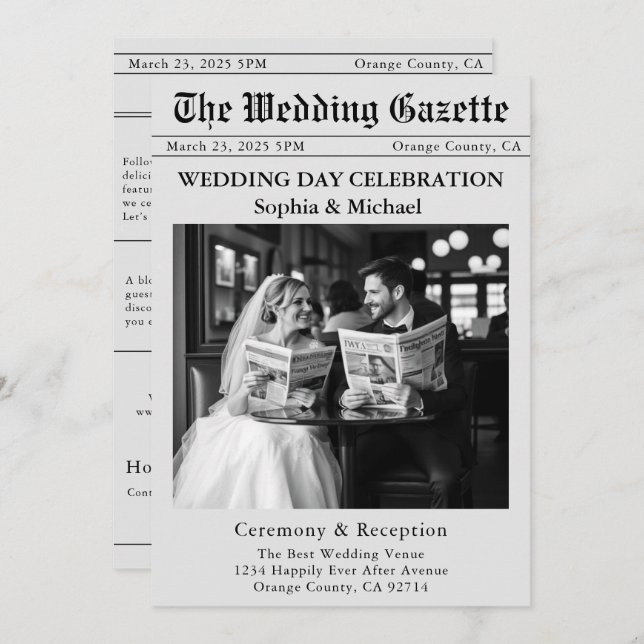 Newspaper Wedding Invitation (Front/Back)
