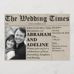 Newspaper Wedding Invitation Style (Customisable)