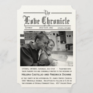 Newspaper Wedding Invitation with ticket edges