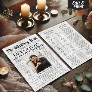Newspaper Wedding Itinerary Program with Timeline  Flyer