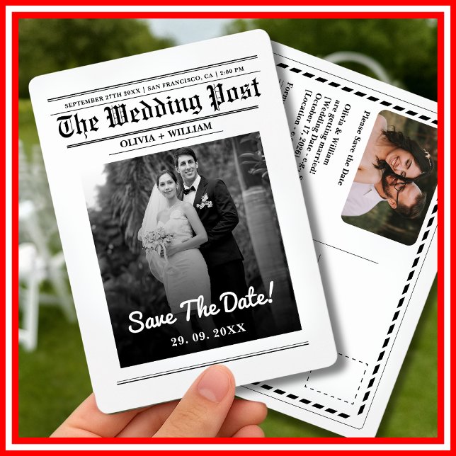 Newspaper Wedding Modern Elegant Save The Date Invitation (Creator Uploaded)