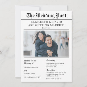 Newspaper Wedding Photo  Invitation