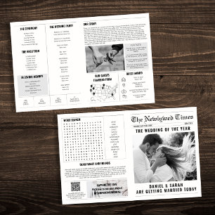 Newspaper Wedding Program Info Word Search Photos Card