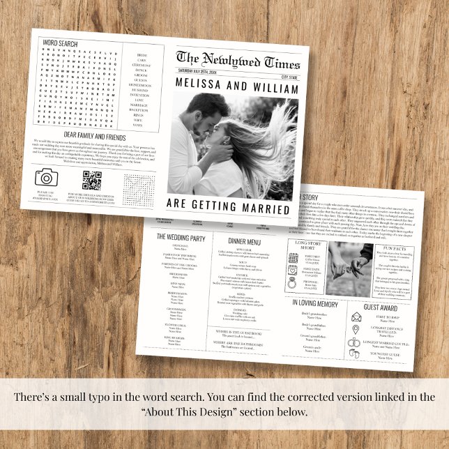 Newspaper Wedding Program Infographic Timeline Card (Newspaper Wedding Program Infographic Timeline)
