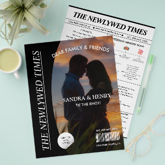 Newspaper Wedding Program Photo Magazine Fun Facts Flyer