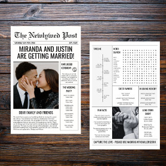 Newspaper Wedding Program Photo Timeline Flyer