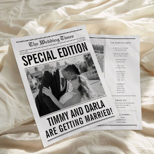 Newspaper Wedding Program Single Large Page