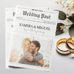 Newspaper Wedding Program Time Line Photo Trivia Card<br><div class="desc">Introducing Our Vintage-Inspired Newspaper Wedding Program! This unique and beautifully designed wedding program brings the charm of classic newspapers to your special day. Featuring four large, foldable pages, it’s structured to include all the essential details of your wedding ceremony, a complete timeline of events, and even a special section for...</div>