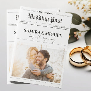 Newspaper Wedding Program Time Line Photo Trivia Card