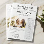 Newspaper Wedding Program Time Line Trivia Script Card<br><div class="desc">Introducing Our Vintage-Inspired Newspaper Wedding Program! This unique and beautifully designed wedding program brings the charm of classic newspapers to your special day. Featuring four large, foldable pages, it’s structured to include all the essential details of your wedding ceremony, a complete timeline of events, itinerary, and schedule, transforming them into...</div>