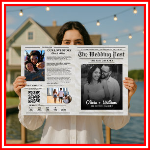 Newspaper Wedding Program Vintage Wedding Timeline Card