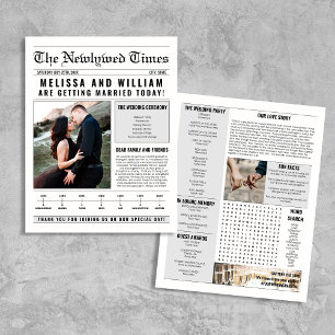 Newspaper Wedding Program Word Search Timeline Flyer