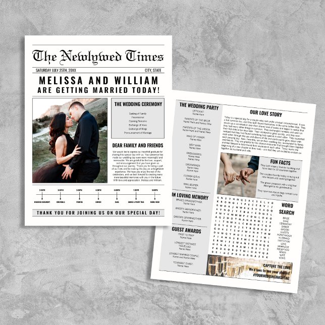 Newspaper Wedding Program Word Search Timeline Flyer (Newspaper Wedding Program Word Search Timeline Flyer)