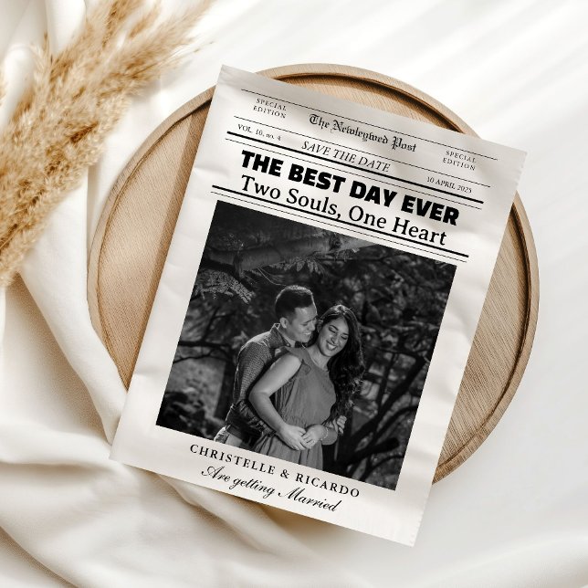 Newspaper Wedding Timeline & Program Infographic Invitation (Creator Uploaded)