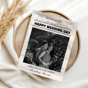 Newspaper Wedding Timeline & Program Infographic Invitation