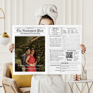 Newspaper Wedding Timeline & Program Infographic Invitation