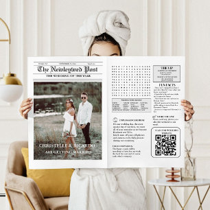 Newspaper Wedding Timeline & Program Infographic Invitation